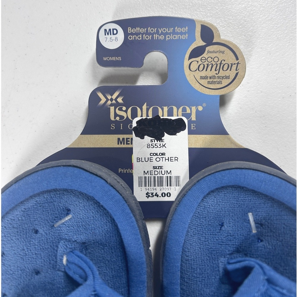Isotoner Womens Blue Other Style 8553K Flip Flop Slippers Size Medium (7.5-8)NEW - Picture 2 of 8